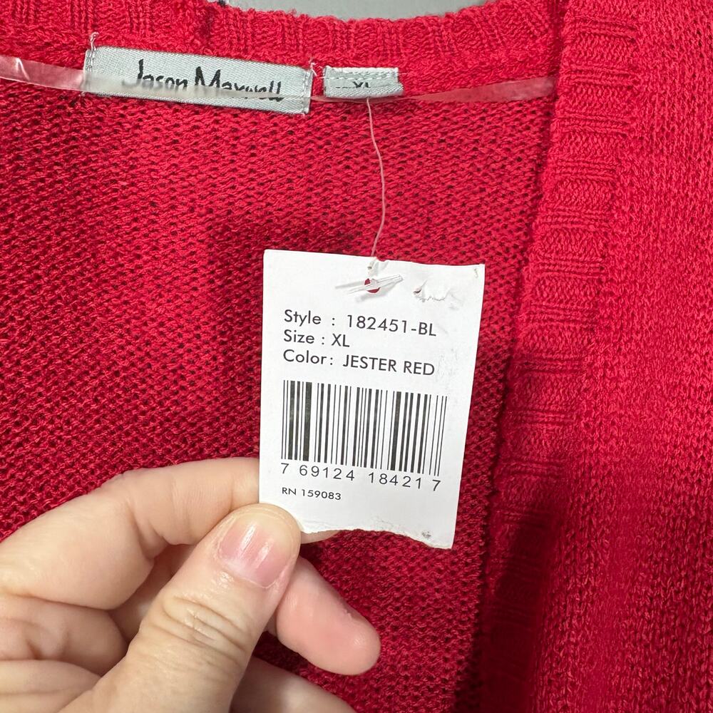 Jason Maxwell NWT Women's Red Tunic Length Cardigan Sweater - Size XL - Holiday - Picture 4 of 7